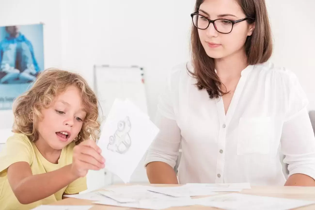 Therapist working with a child